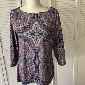 Charter Club Multicolor‎ Paisley Blouse size M blues and pinks